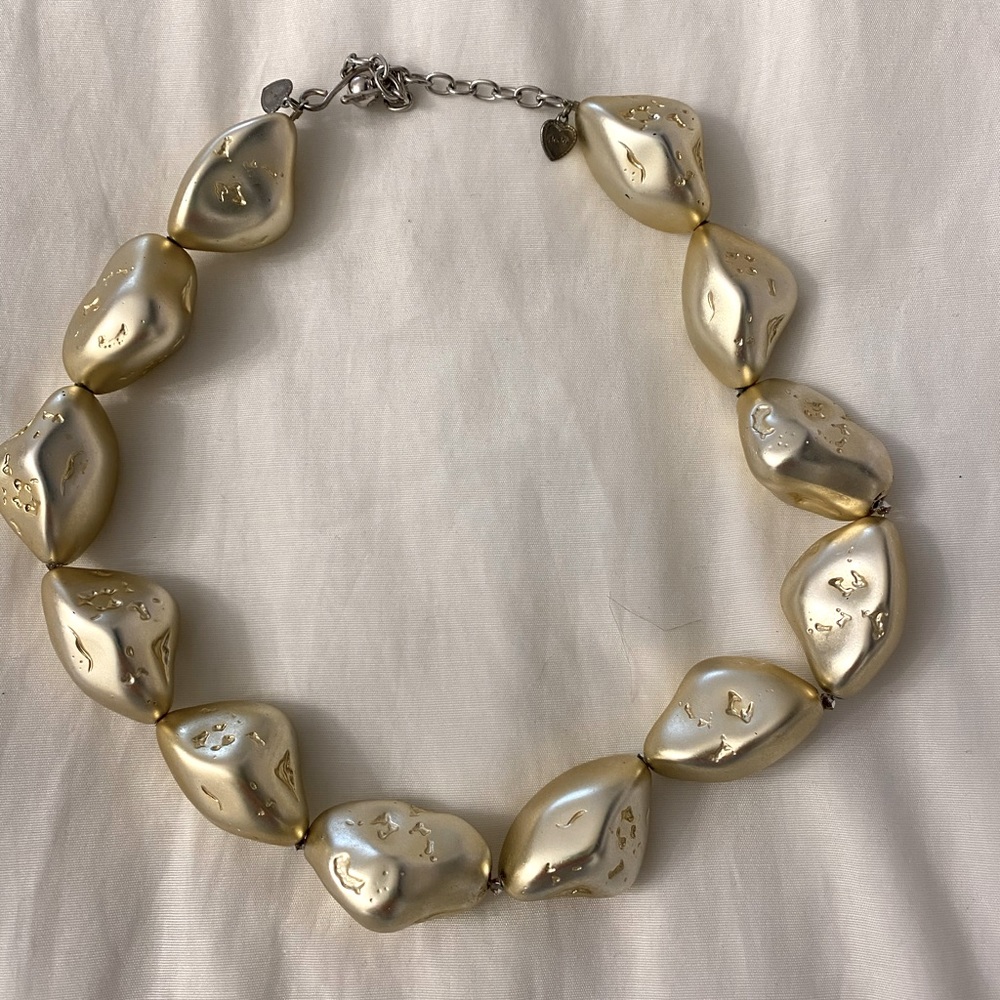Gold beaded statement necklace